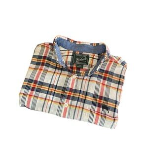 Woolrich Short Sleeve Button Up Plaid Men’s Size L Casual Summer Embroidered